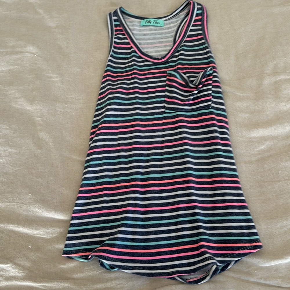 Striped multicolor tank with pocket sz s
